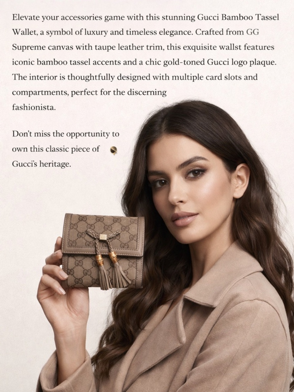 ✨ Diva’s essentials👆AUTHENTIC GUCCI BAMBOO TASSEL WALLET | Beige Taupe✨ - Picture 2 of 15